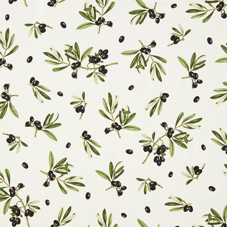 Decor Fabric Half Panama Olives – offwhite/dark olive,  image number 1