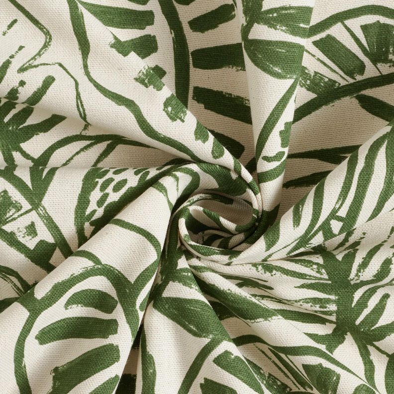 Decor Fabric Half Panama painted monstera – cream/pine,  image number 3