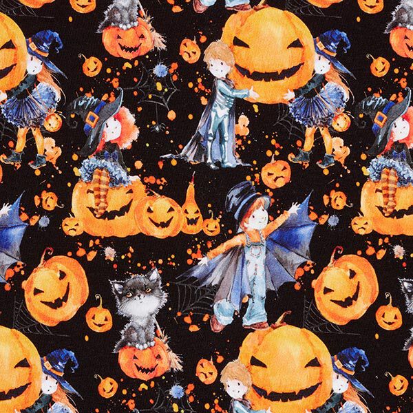Cotton Jersey Halloween Digital Print – black,  image number 1