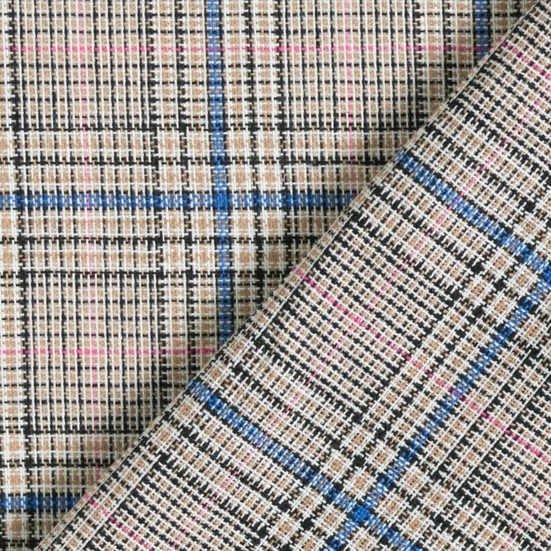 Cotton Blend fine check print – cashew/royal blue,  image number 4