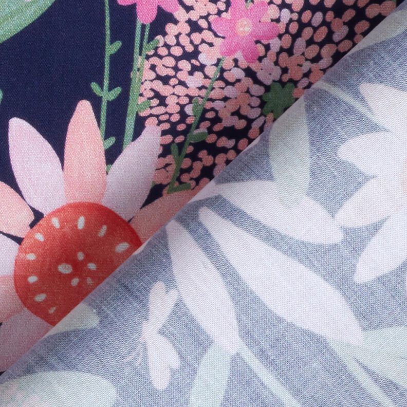 Cotton Poplin large meadow flowers Digital Print | Poppy Fabrics – midnight blue,  image number 4