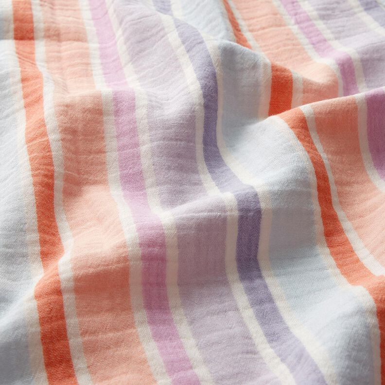 Double Gauze/Muslin yarn-dyed stripes | Poppy Fabrics – offwhite/colour mix,  image number 2