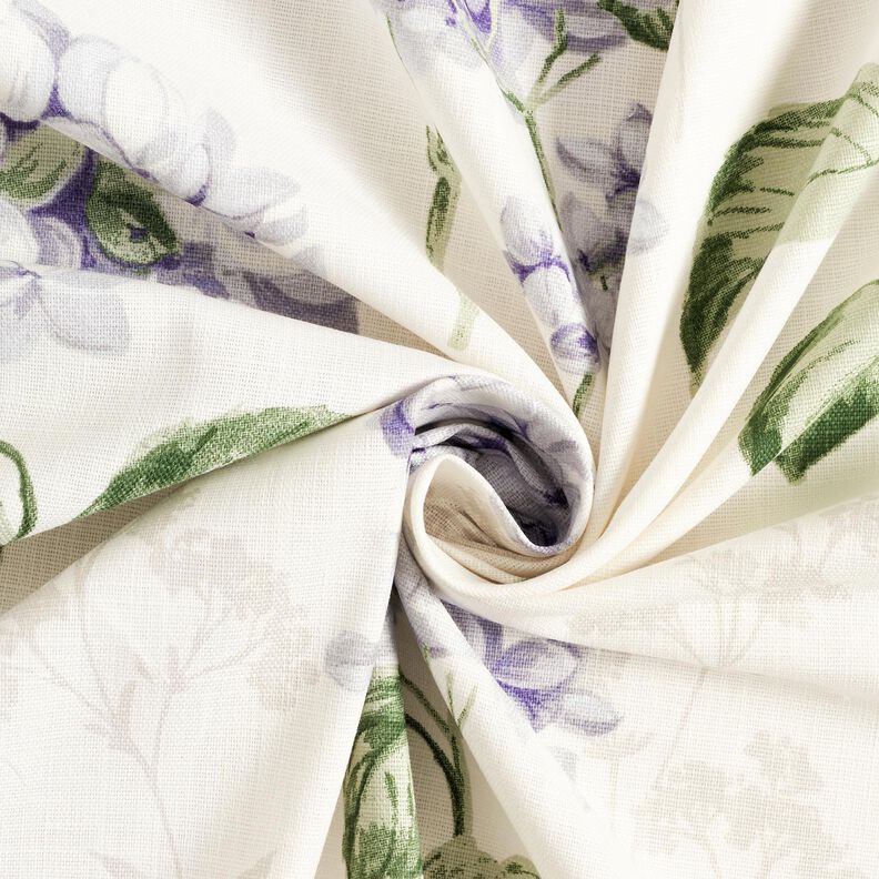 Decor Fabric Panama Hydrangeas – ivory/lilac,  image number 3