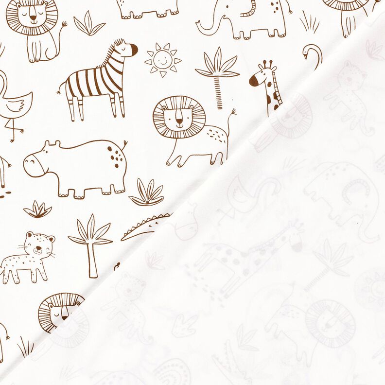 Cotton Jersey jungle animal drawings – ivory/chocolate,  image number 4