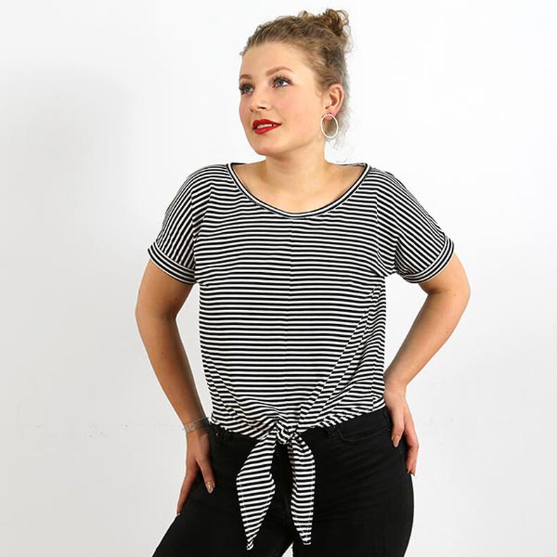 FRAU BILLE - casual knotted top with turn-up sleeves, Studio Schnittreif  | XS -  L,  image number 2