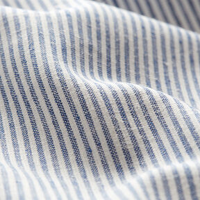 Linen Cotton Blend Narrow Stripes – denim blue/offwhite | Remnant 90cm, 