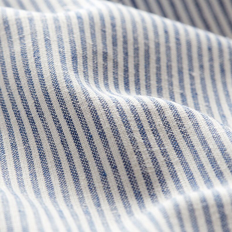 Linen Cotton Blend Narrow Stripes – denim blue/offwhite,  image number 2