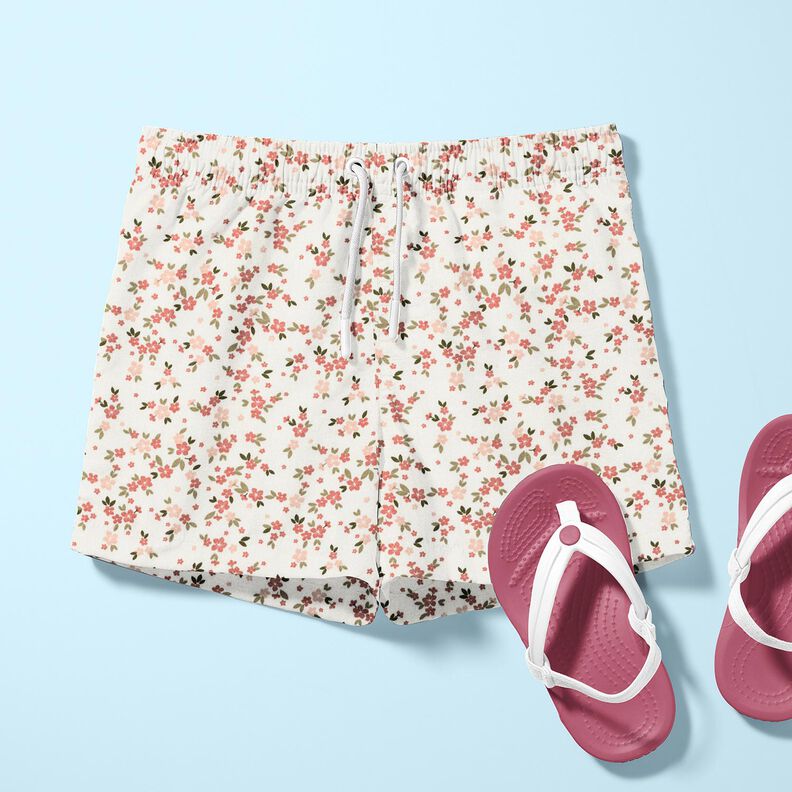 Cotton Jersey pink flowers – ivory, image number 6