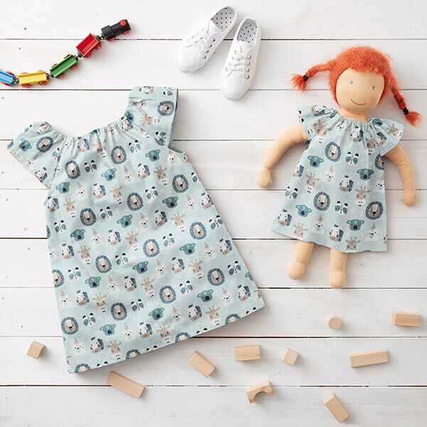 Cotton Poplin Party Animals – aqua blue, image number 7