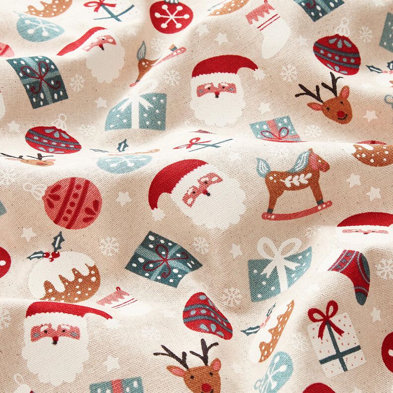 Decor Fabric Canvas cute Christmas motifs – natural/eucalyptus,  image number 2