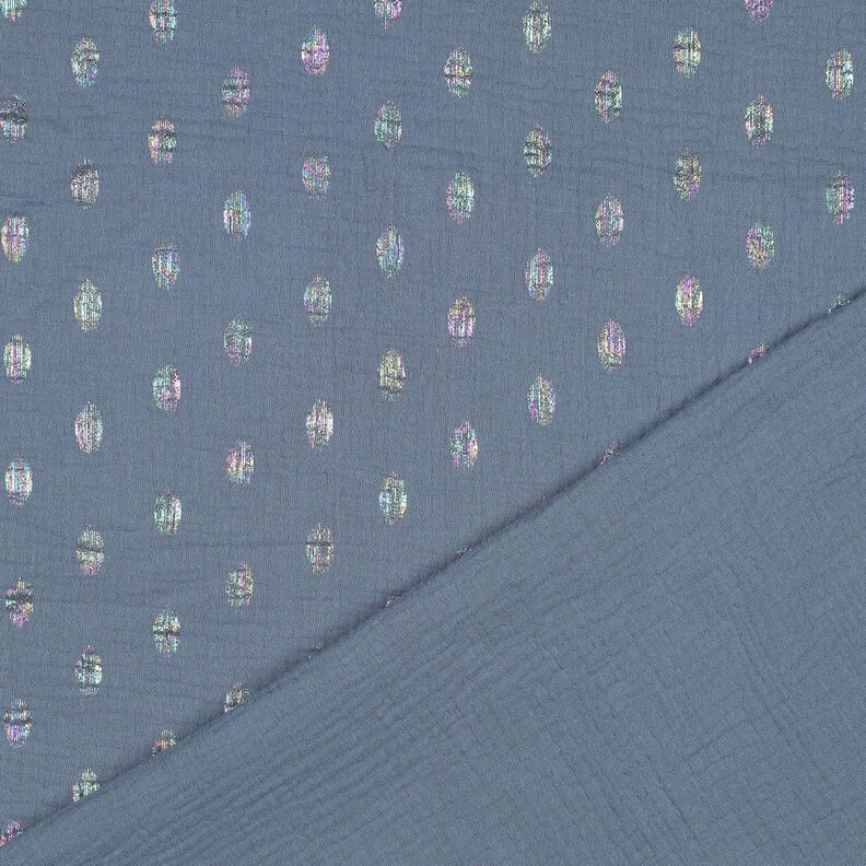 Double Gauze/Muslin dots Foil Print | by Poppy – blue grey,  image number 4