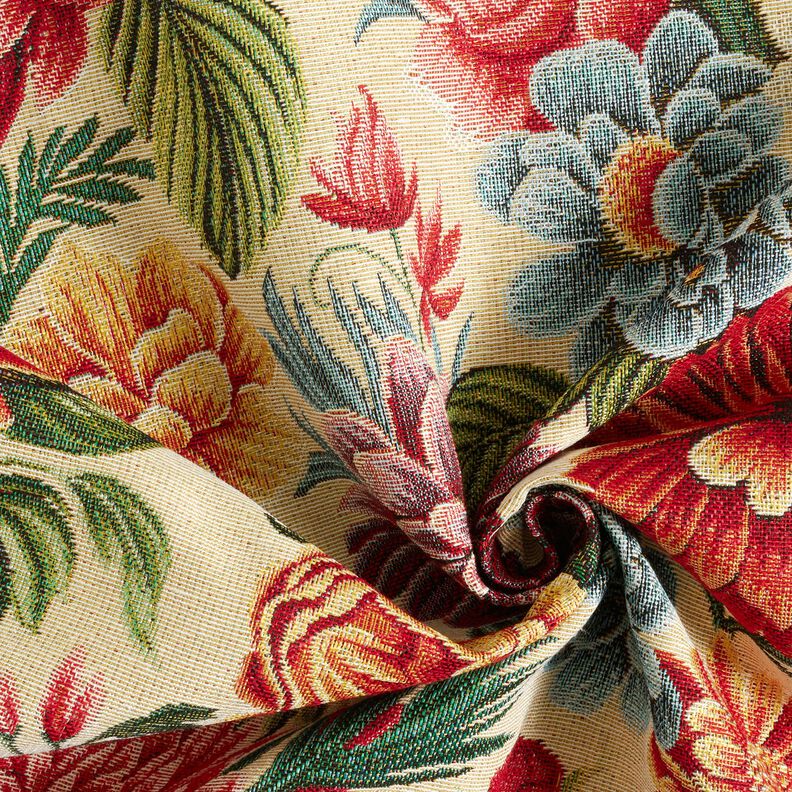 Decor Fabric Tapestry Fabric large flowers – light beige/red,  image number 3
