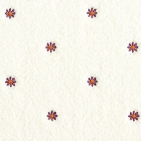 Teddy Fur Embroidered Flowers – offwhite/aubergine, 