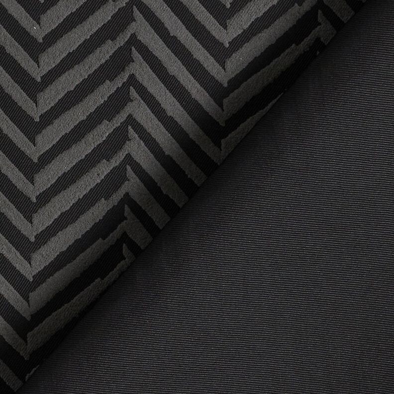 Jacket fabric herringbone paste print – grey/black,  image number 4