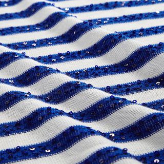 Fine Knit sequin stripes – royal blue/offwhite, 