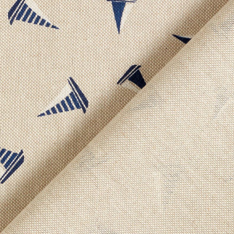 Decor Fabric Half Panama small sailboats – natural/navy blue,  image number 4