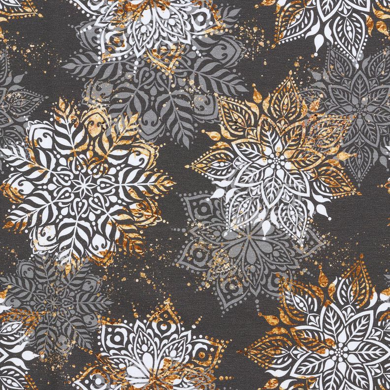 French terry Mandala Winter Magic | Glitzerpüppi  – antique silver/antique gold,  image number 1