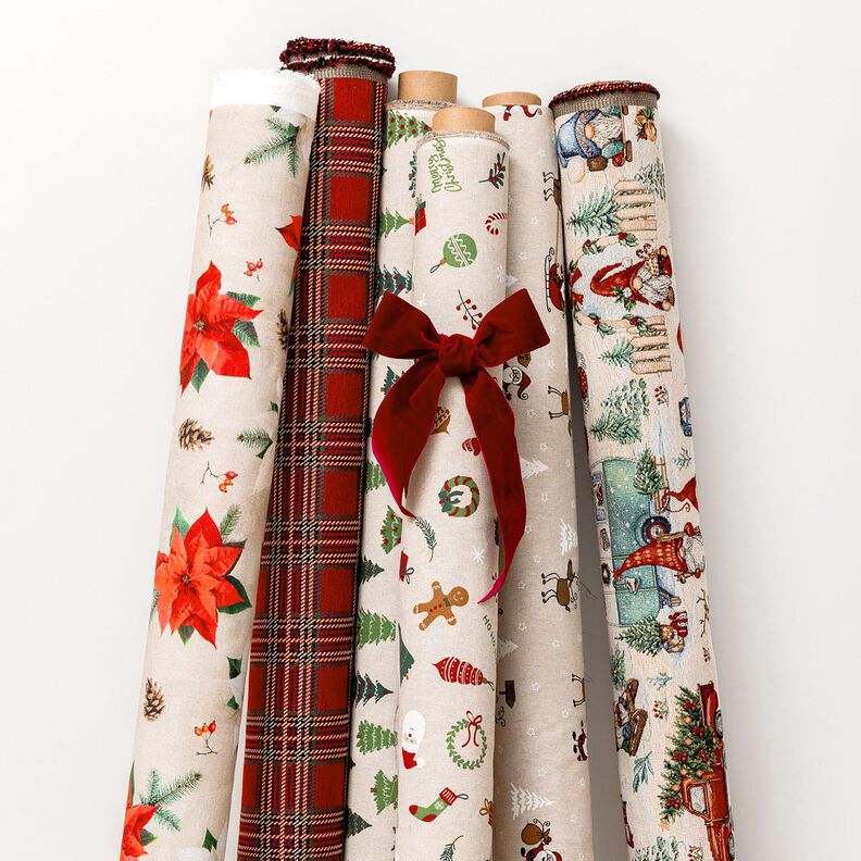 Decor Fabric Tapestry Fabric Christmas gnomes – light beige/red, image number 7