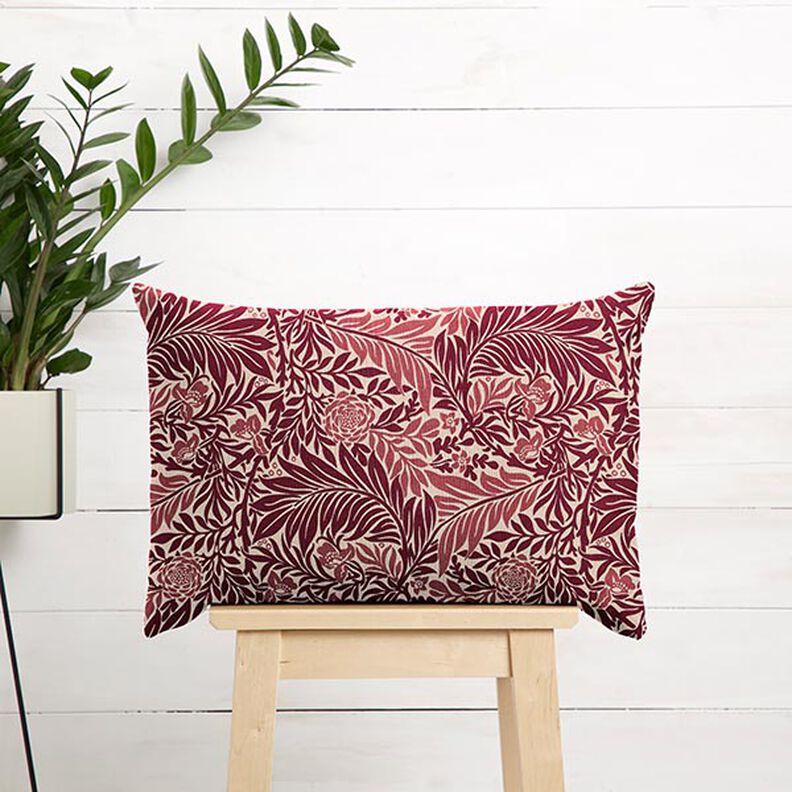 Decor Fabric Half Panama flowers and tendrils – natural/burgundy,  image number 7