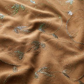 Fine cord glitter embroidery flowers – light brown, 