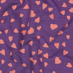 French Terry hearts | Poppy Fabrics – lilac/dusky pink, 