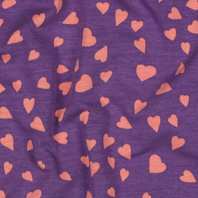 French Terry hearts | Poppy Fabrics – lilac/dusky pink, image number 2