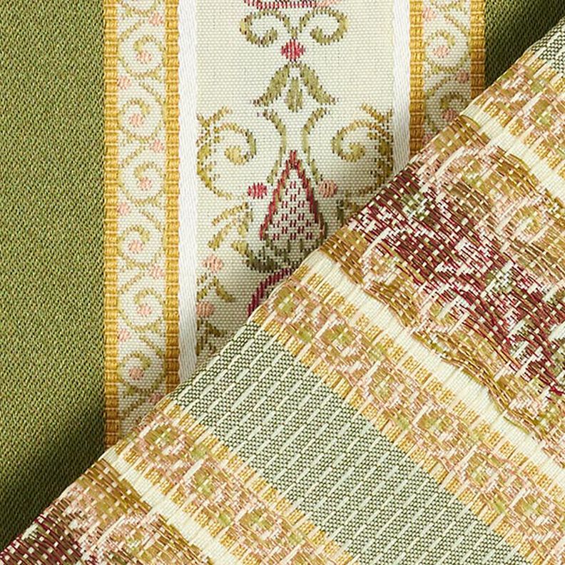 Biedermeier Stripes Jacquard Furnishing Fabric – cream/olive,  image number 3