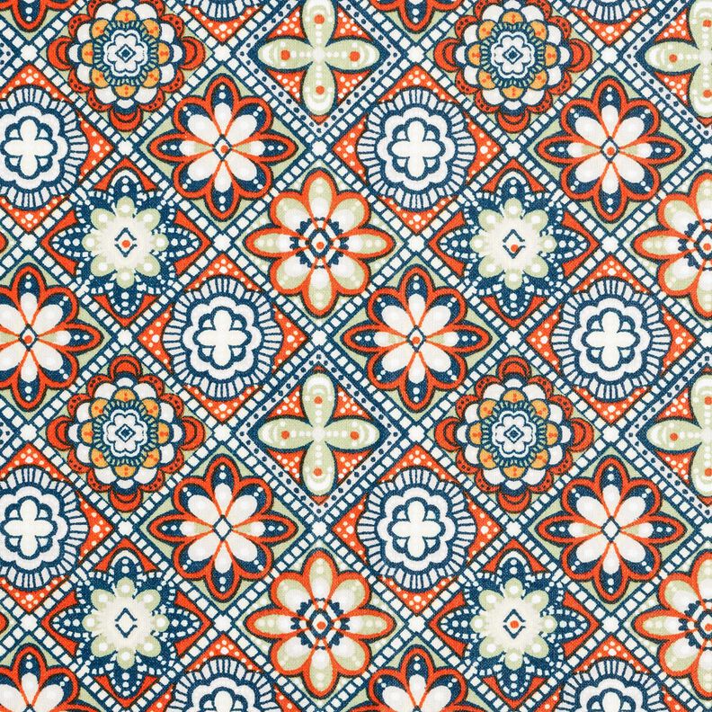 Coated Cotton artistic tiles – terracotta/sage,  image number 1