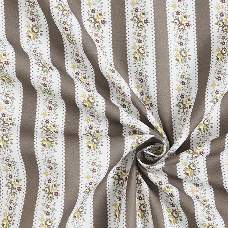 Floral Stripes Cotton Poplin – white/khaki, image number 3