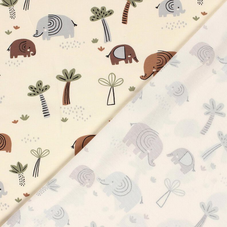Cotton Jersey jungle elephants – offwhite/reed,  image number 4