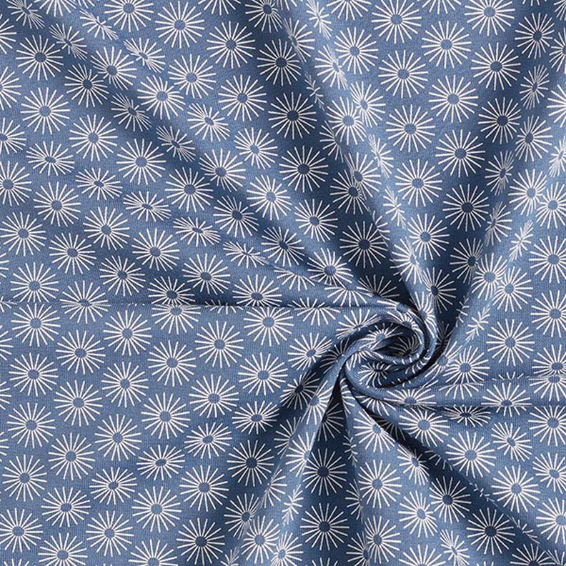 Cotton jersey shiny flowers – denim blue,  image number 3