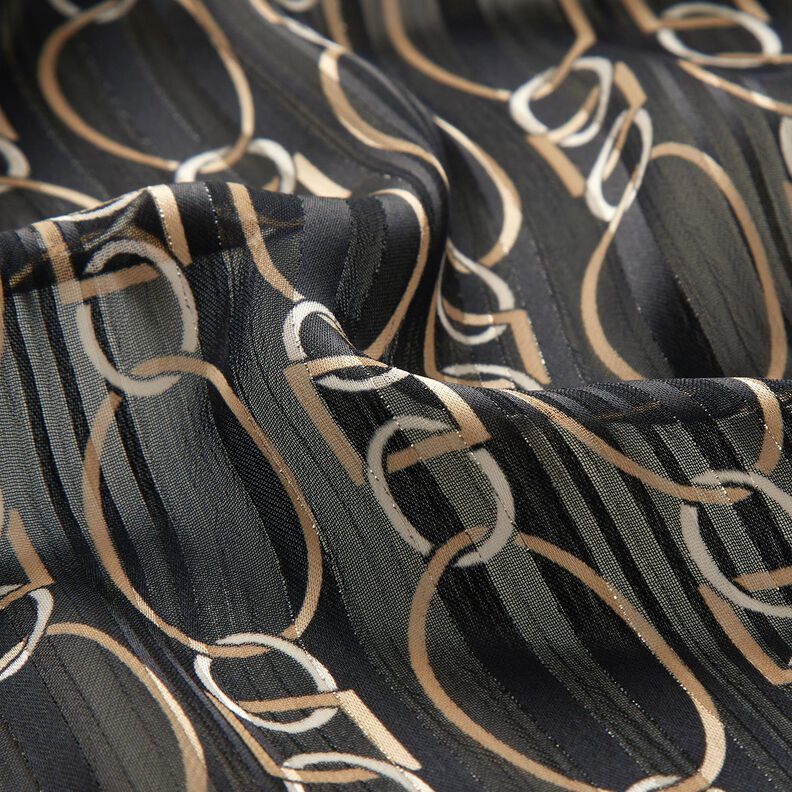 Glitter pinstripe chain links chiffon – black/white,  image number 2