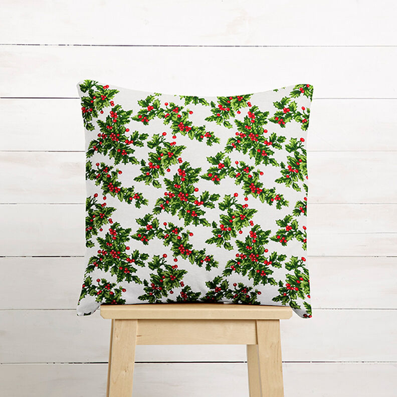 Canvas Decor Fabric Mistletoe Twigs – green/red, image number 8