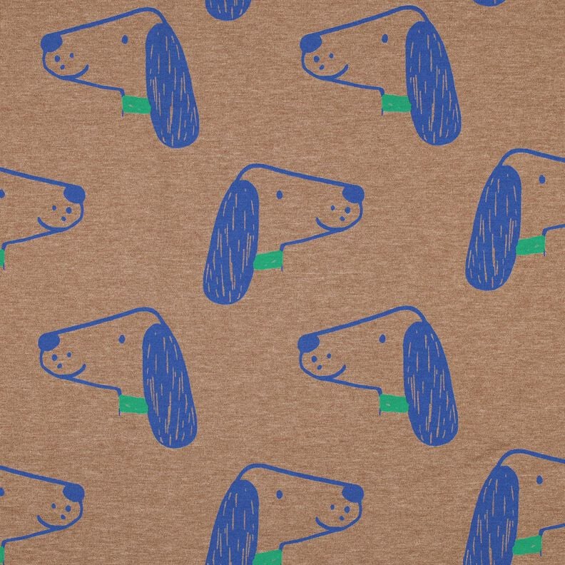 Cotton Jersey Dogs | Poppy Fabrics – light brown/royal blue,  image number 1