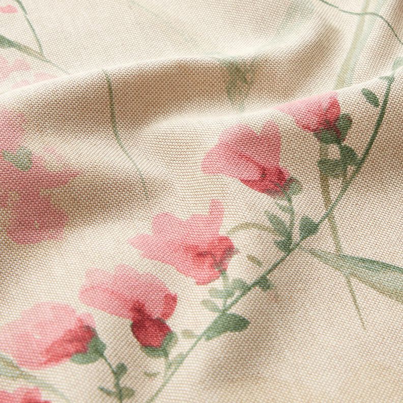 Decor Fabric Half Panama freesia flowers – natural/pale berry,  image number 2