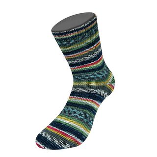 LANDLUST Sockenwolle „Bunte Bänder“, 100g | Lana Grossa – grey/coral, 