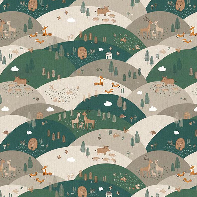 Forest Animals Half Panama Decor Fabric – natural,  image number 1