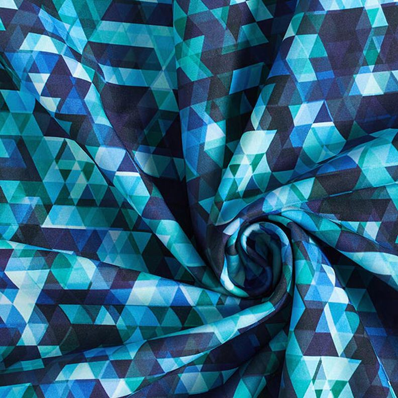 Softshell colourful triangles Digital Print – midnight blue/turquoise,  image number 4