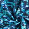 Softshell colourful triangles Digital Print – midnight blue/turquoise,  thumbnail number 4