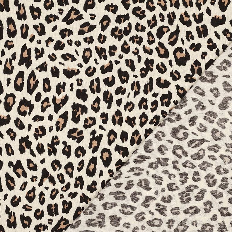 Viscose Linen Blend Leopard Print | Poppy Fabrics – offwhite/black,  image number 4