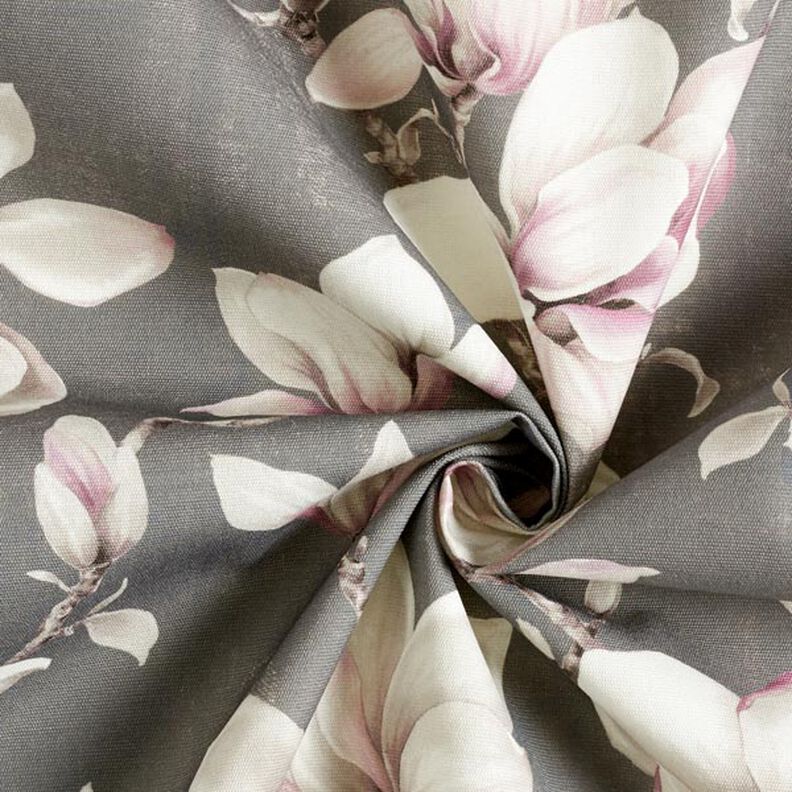 Outdoor Fabric Canvas magnolias – grey,  image number 4