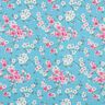 Cherry blossom coated cotton – aqua blue,  thumbnail number 1