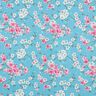 Cherry blossom coated cotton – aqua blue,  thumbnail number 1