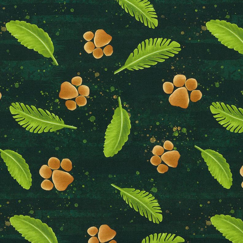 Cotton Jersey Cute Lion Panel | Glitzerpüppi  – dark green/fawn,  image number 8