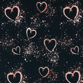 Cotton Jersey gold-speckled hearts | Glitzerpüppi – blue-black/dark dusky pink, 