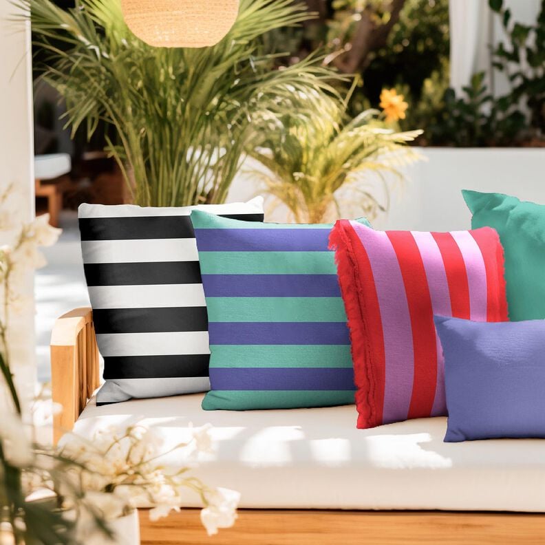 Decor Fabric Canvas cheerful stripes – pastel violet/chili,  image number 5