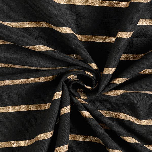 Glitter Stripes Stretch Cotton – black/gold,  image number 4
