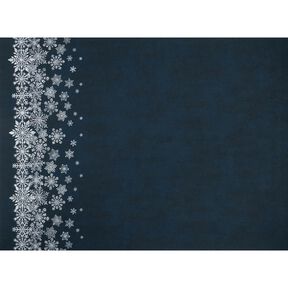 French Terry Ice Flowers Border Fabric | Glitzerpüppi – midnight blue/white, 