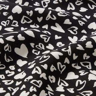 Hearts viscose fabric – black/white, 
