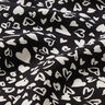 Hearts viscose fabric – black/white,  thumbnail number 2